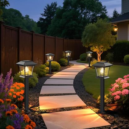 Sparkblaze 2 Pack Solar Pathway Lights Outdoor, LED Solar Yard Lights Dusk to Dawn Solar Garden Lights for Lawn, Walkway, Path & Landscape Lighting. (2, Warm White)