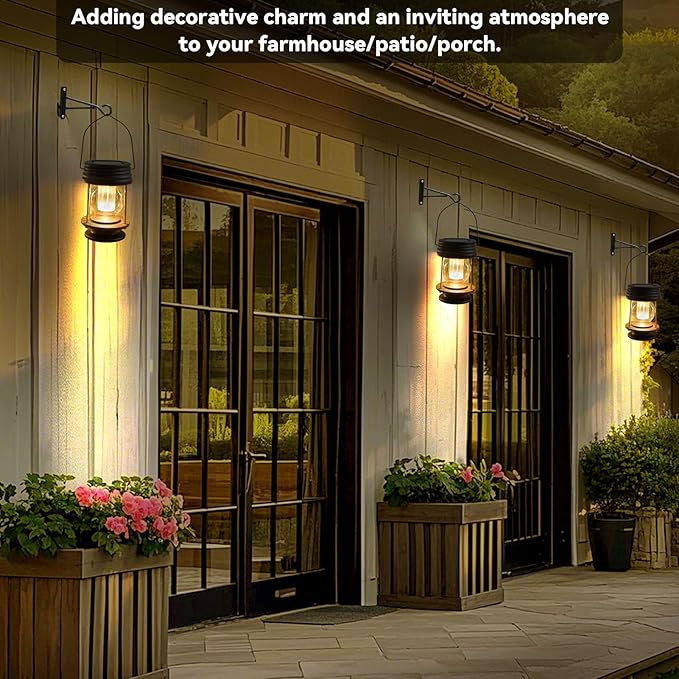 Courtyard Solar Lantern Set 2-Pack, Rustic Outdoor Lighting