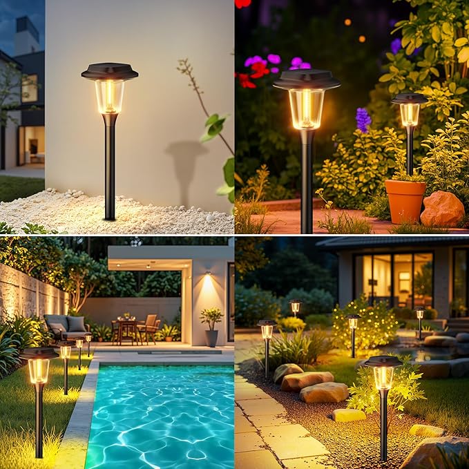 KOOPER Solar Pathway Lights Outdoor, 8 Pack Modern Brighter Solar Powered Landscape Path Lights, IP65 Waterproof Outdoor Solar Garden Lights for Yard Patio Driveway Walkway Lawn Sidewalk Decorative