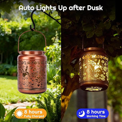 Hummingbird Solar Lanterns Outdoor Waterproof - Metal Hanging Hummingbird Solar Lights Graden Decor for Patio Yard Lawn Porch Pathway, Birthday Gifts for Women Mom Grandma