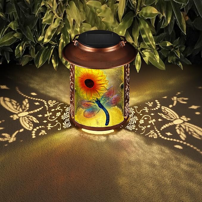 Charming Dragonfly Solar Lanterns for Patio, Waterproof LED