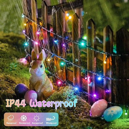 JMEXSUSS 2 Pack Easter Lights Battery Operated，Each 33 FT 100 LED Easter Lights String Outdoor Indoor, Colored Christmas Light Waterproof for Outside Decor Party House(Multicolor)
