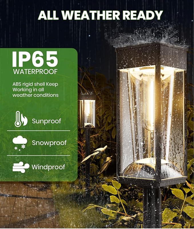2-Pack Solar Path Lights, Outdoor Garden LED