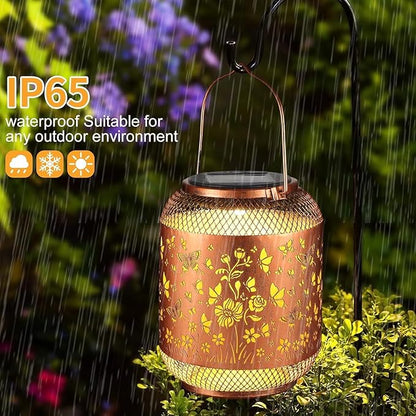 Solar Lanterns Outdoor Waterproof Christmas Birthdays Gifts for Women Mom Grandma Butterfly Garden Decor Metal Hanging Solar LED Lights for Patio(Hummingbird-2P)