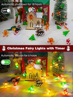 10ft Christmas LED String Lights, Waterproof Timer Lights