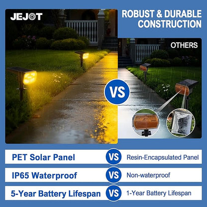 Solar Lights Outdoor Waterproof IP65, Super Bright LED, 3000K 2 Lighting Modes, Solar Powered Yard Garden Solar Spot Lights for Outside Landscape Auto On/Off -8 Pack