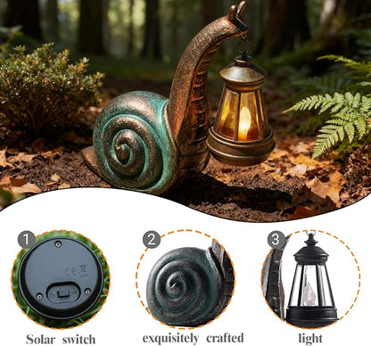 Solar Garden Snail Statue,Garden and Home Decor,Valentines Day Decorations for Patio Yard LawnOrnaments,Unique Housewarming Gifts for Birthday Easter