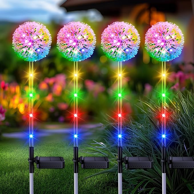 Solar Flat Disk Lights 4-Pack, Waterproof Walkway