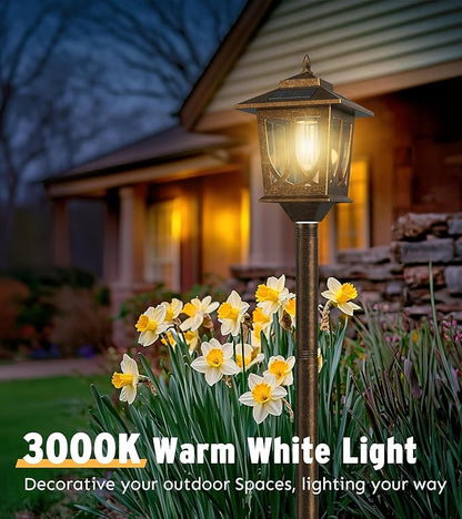 63" Solar Lamp Post Light 2 Pack, Solar Light Posts for Outside Waterproof, Outdoor Lamps for Patio, Backyard, Front Porch Decor, Warm White, Replaceable Bulb