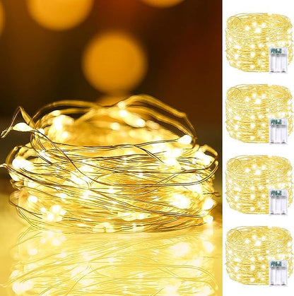 2-Pack 120 LED Christmas Twinkle Lights, 40ft Waterproof for Backyard