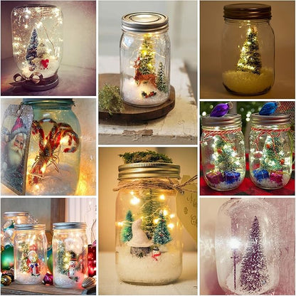 Urvoix Solar Mason Jar Lights - 8 Pack 30 LED Solar Fairy Lights Outdoor, Waterproof Mason Jar Lids Lights Solar Powered String Lights with Hangers(NO Jars) for Garden Patio Lantern Decor