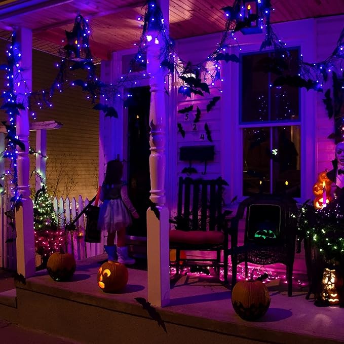 Dazzle Bright Halloween Fairy String Lights, 20 FT 60 LED Copper Wire Battery Operated Waterproof Lights, Halloween Decorations for Indoor Home Room Outdoor Garden Patio Party Decor (Purple)