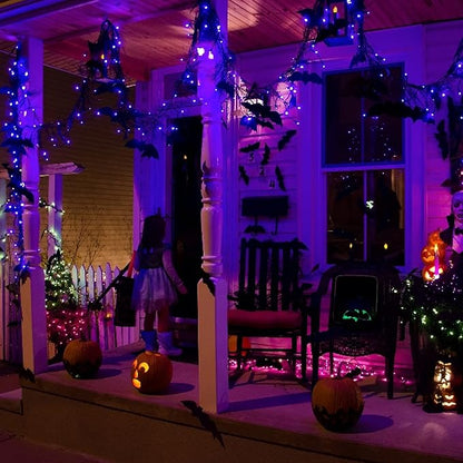 Dazzle Bright Halloween Fairy String Lights, Total 40FT 120LED Copper Wire Battery Operated Waterproof Lights, Halloween Decorations for Indoor Home Outdoor Garden Patio Party Decor (Purple)