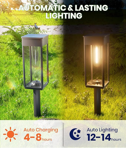 Solar Pathway Lights Outdoor,Bright Solar Lights for Outside, Waterproof Auto On/Off Garden Lights Solar Powered Landscape Lights for Yard Walkway Driveway Lawn (Warm White, 12 Pack)