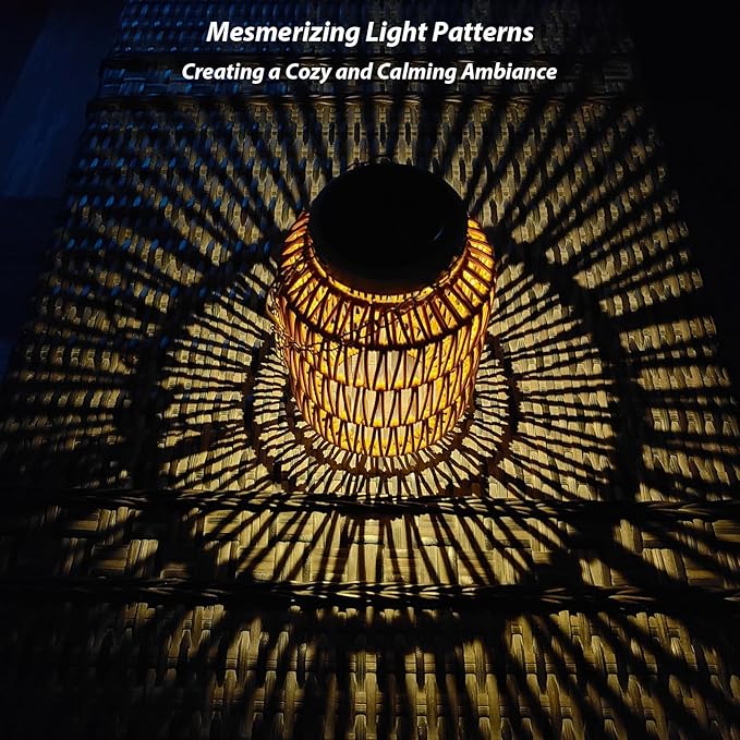 Solar Outdoor Lanterns Waterproof, Hanging Rattan Lantern Lights for Outside, Solar lamp Outdoor Chandelier Idea for Gazebo Pergola Porch Patio Pathway Decor (2)