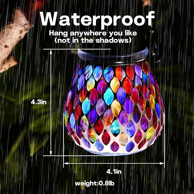 Mosaic Solar Porch Lanterns, Classic Waterproof LED