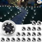 20-Pack Cool White In-Ground Solar Lights, Flat LED Driveway