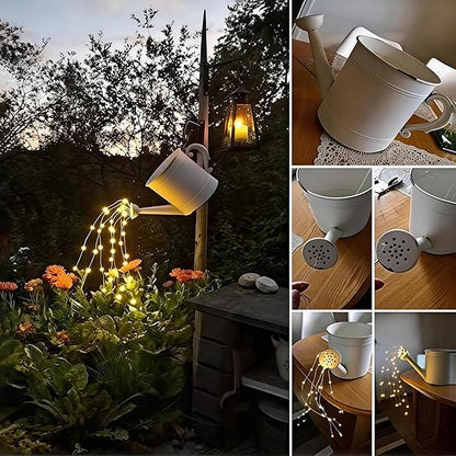 Solar Fairy String Lights Outside, Multi Strand 180 LEDs Watering Can Light for Outdoor, Waterproof Solar Powered Waterfall Lights, Firefly Bunch Lights for Garden Decor, Warm White