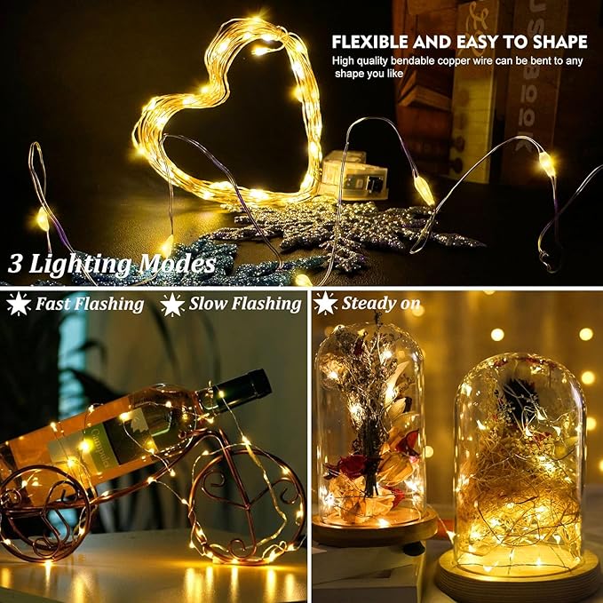 12-Pack Christmas LED String Lights, Waterproof Timer Lights