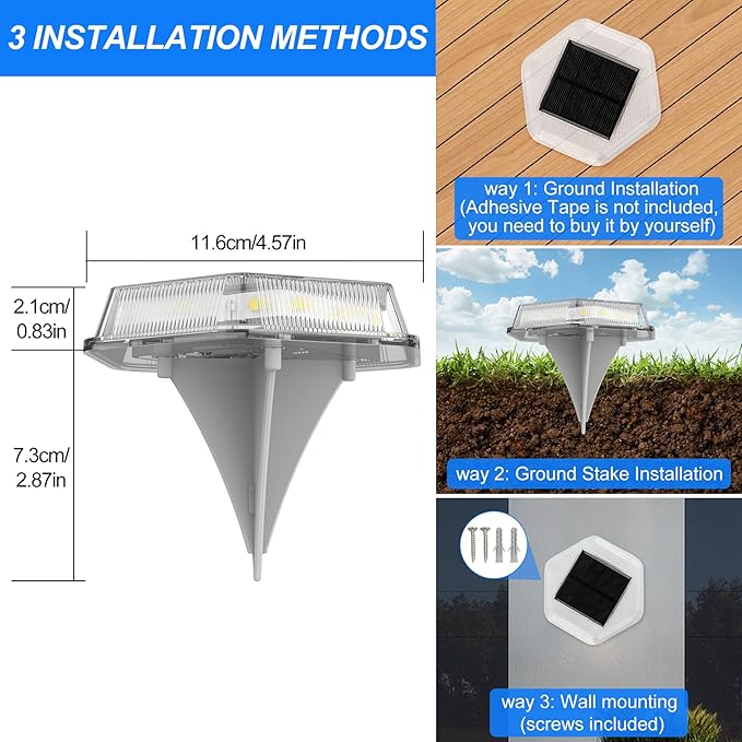 Solar Deck Lights Dock Step Lights- 4 Packs Waterproof 1200mAh Auto ON/Off LED Solor Powered Stair Lighting for Outdoor Garden, Patio, Pathway, Walkway, Driveway (Warm White)
