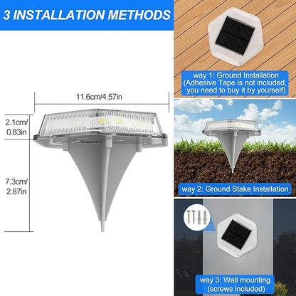 Solar Deck Lights Dock Step Lights- 4 Packs Waterproof 1200mAh Auto ON/Off LED Solor Powered Stair Lighting for Outdoor Garden, Patio, Pathway, Walkway, Driveway (Warm White)