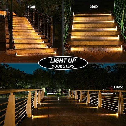 NIORSUN Outdoor Step Lights,8 Pack Warm White Solar Step Lights Waterproof IP67 Auto On Off,Solar Lights for Steps,Stair,Patio,Yard,Porch,Front Door,Sidewalk,Deck Decor