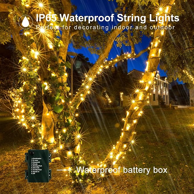 4-Pack 160ft Christmas LED String Lights, Waterproof Timer Lights