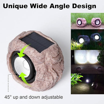 Solar Garden Lights Outdoor Super Bright Solar Rock Spot ligths Outdoor 2 Pack Led Landscape Lighting for Pathway Lawn Patio Porch Yard Walkway