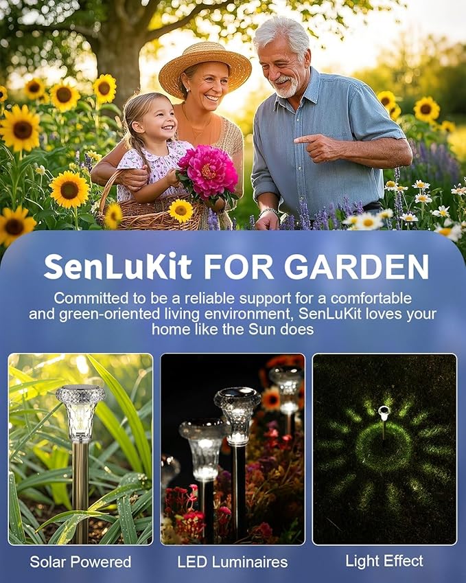 Cool White Solar Pathway Lights 12-Pack, Garden LED
