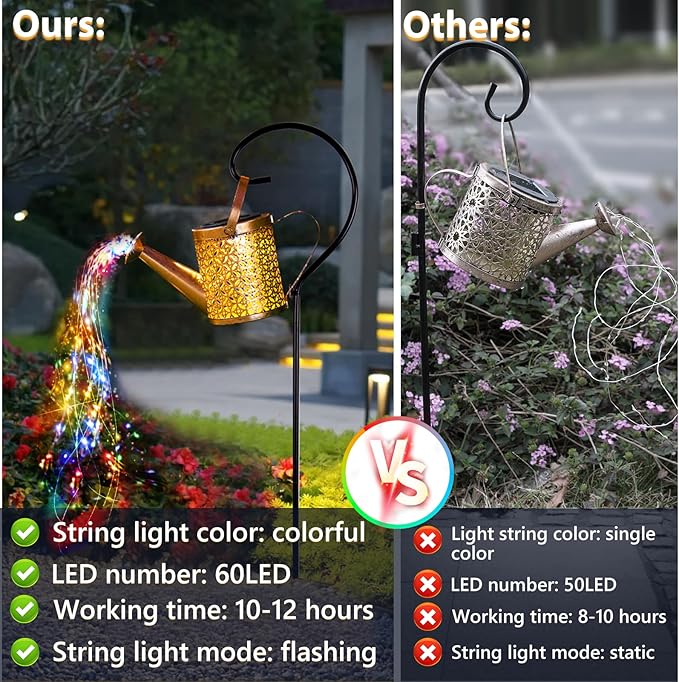 Flower Solar Patio Lanterns, Metal Waterproof LED