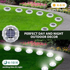 12-Pack Solar Ground Disk Lights, White Waterproof LED