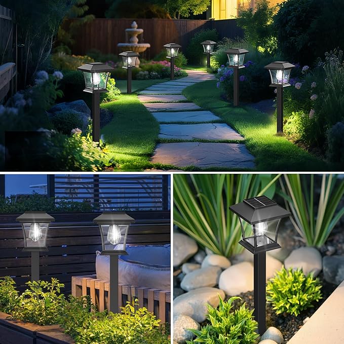 Sparkblaze 2 Pack Solar Pathway Lights Outdoor, LED Solar Yard Lights Dusk to Dawn Solar Garden Lights for Lawn, Walkway, Path & Landscape Lighting. (2, Cold White)