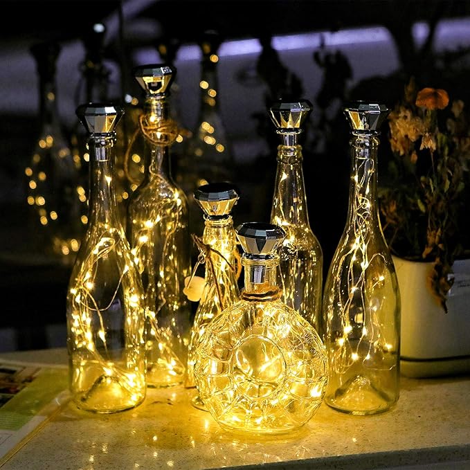 Starry Love Bottle Lights Solar Wine Bottle Lights 10 Packs 20LED Outdoor Waterproof Fairy Light Strings for Recycling Wine Bottle Decoration