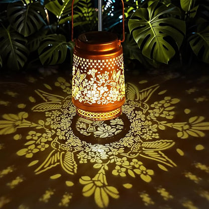 Solar Lanterns Outdoor Waterproof Decorative Garden Solar Lights Outdoor,Hanging Hollow Out Metal Ornaments Decor for Outside Lawn,Patio,Balcony,Yard Unique Gifts for Women Hummingbird
