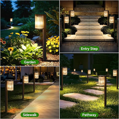 Solar Pathway Lights Outdoor, 2 Pack Upgraded Outdoor Solar Lights for Outside Super Bright Up to 12Hrs, IP65 Waterproof Solar Garden Lights for Yard Path Walkway Decor Landscape Lighting