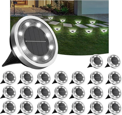 INCX Solar Ground Lights, 24 Pack Solars Light Outdoor Waterproof, Solar Garden Lights Landscape Lighting for Patio Pathway Lawn Yard Deck Driveway Walkway, Cold White