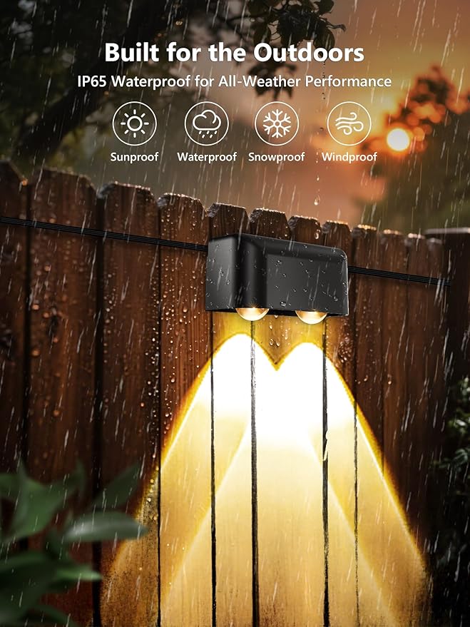 Brizled Smart Outdoor Fence Lights, 12 Lamps Tunable White + RGB Deck Lights APP Controlled Compatible with Alexa & Google Home, Music Sync Fence Outdoor Lighting for Garden Backyard Yard Home Decor