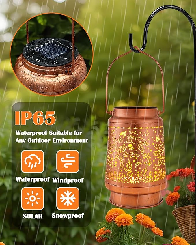 Sea Turtle Gifts for Women - Hanging Solar Lanterns Outdoor Waterproof Led Lights Garden Patio Lawn Pathway Lighting Lamp Seaweed Yard Art Decor Housewarming Birthday Gift for Mom Grandma