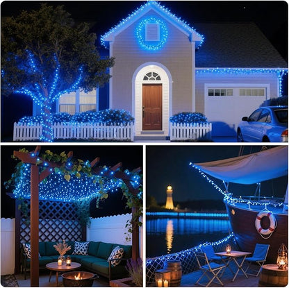 33Ft 100LED Blue Battery Operated Christmas Tree Lights 8 Modes String Lights Timer Indoor Outdoor for Christmas Halloween Holiday Party Bedroom Classroom Decoration