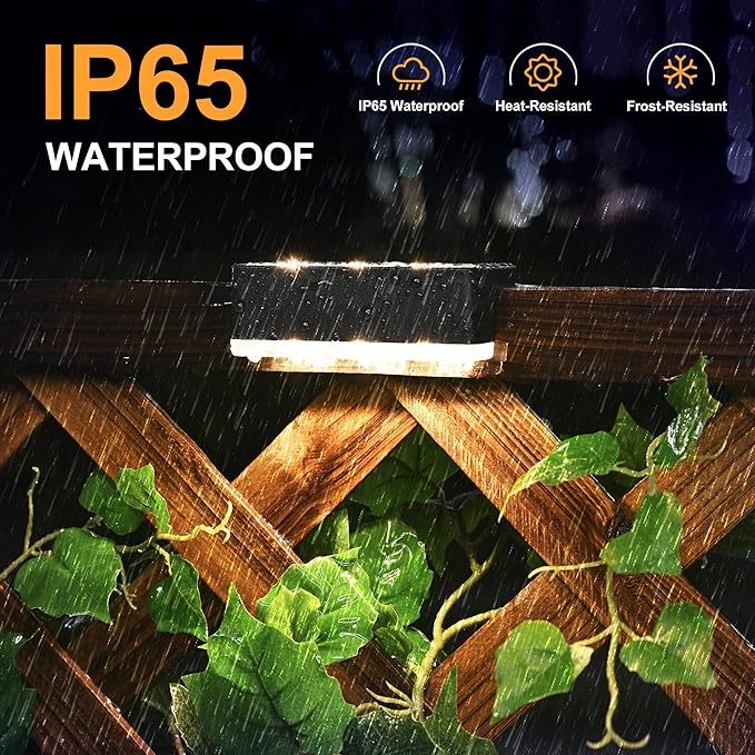 4-Pack Warm White Stair Solar Lights, Waterproof LED