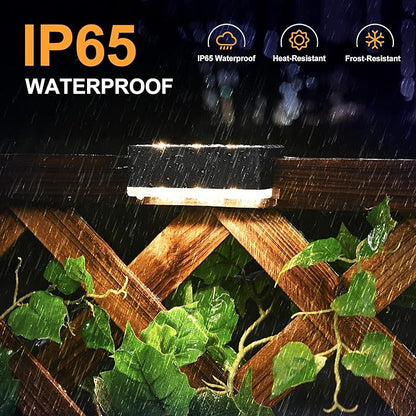 SOLPEX Solar Fence Lights, 6 LEDs Solar Lights Outdoor Waterproof Solar Powered for Deck, Stair, Front Porch, Balcony, Walkway, Garden, Yard, Patio, Pool Decor, IP65 Waterproof (4 Pack, Warm White)