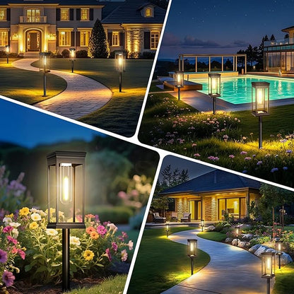 Upgraded Square Solar Pathway Lights Outdoor - 8 Pack, IP65 Waterproof & Super Bright, Auto On/Off Warm White LED, Landscape Lighting for Walkway Garden Driveway Decor