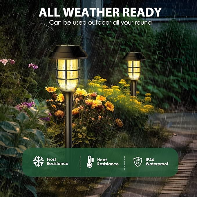 Warm White Solar Pathway Lights 8-Pack, Garden LED