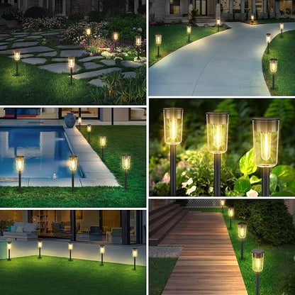 Solar Pathway Lights Outdoo 8 Pack, Bright Solar Path Lights Outdoor, IP65 Waterproof Garden Lights Solar Powered Landscape Lighting for Outside Yard Lawn Patio Walkway Driveway