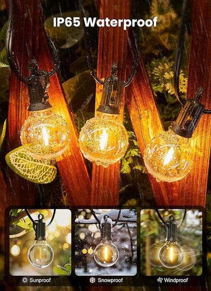 Brightown Outdoor String Lights, 25FT 12+1 G40 Bulbs Shatterproof Patio Lights, IP65 Waterproof Dimmable Hanging Connectable Globe LED Outdoor Lights for Backyard, Bistro, Porch, Deck, Balcony