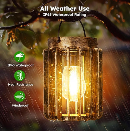 Solar Lanterns Outdoor Waterproof, Brighter Up to 12 Hrs Outdoor Hanging Solar Lights, Outside Hanging Lanterns for Garden Porch Patio Yard Decor, Gifts for Women Mom Father 4 Pack