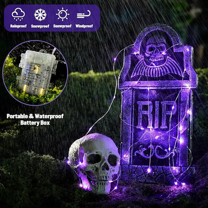 2-Pack 66ft Christmas LED String Lights, Waterproof Timer Lights