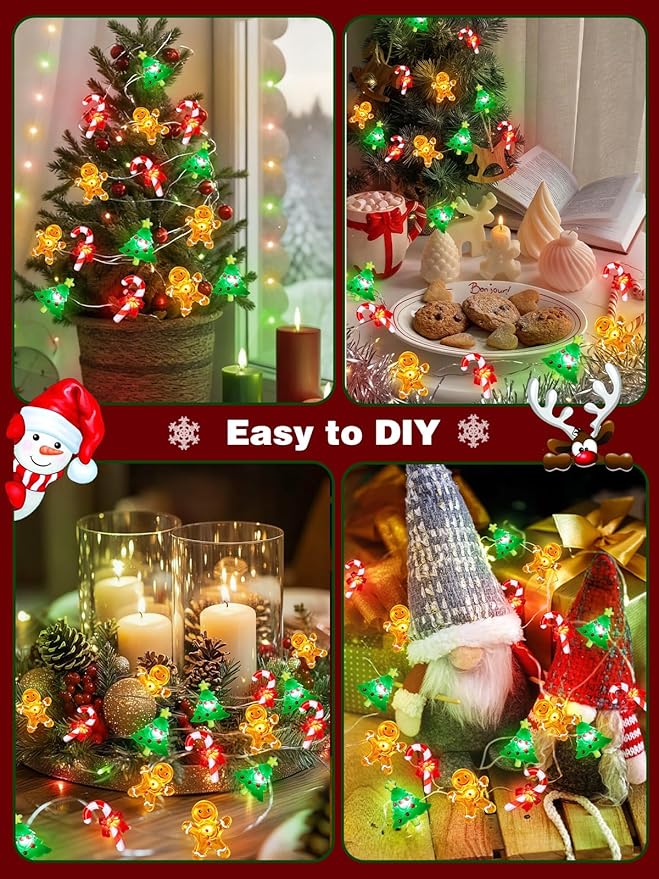 10ft Christmas LED String Lights, Waterproof Timer Lights