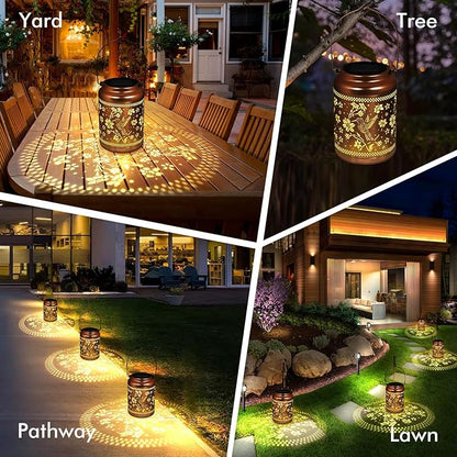 Solar Lanterns Outdoor Hummingbird Decorative Solar Lights Waterproof Metal Hanging Lights Gardening Gifts for Outside Garden Yard, Patio, Backyard, Farm Gifts for Women Mom Grandma