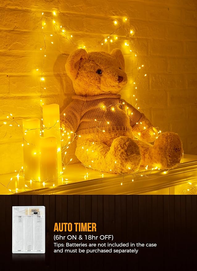 Christmas Fairy Lights, 10ft 120 LED Battery Twinkle Lights